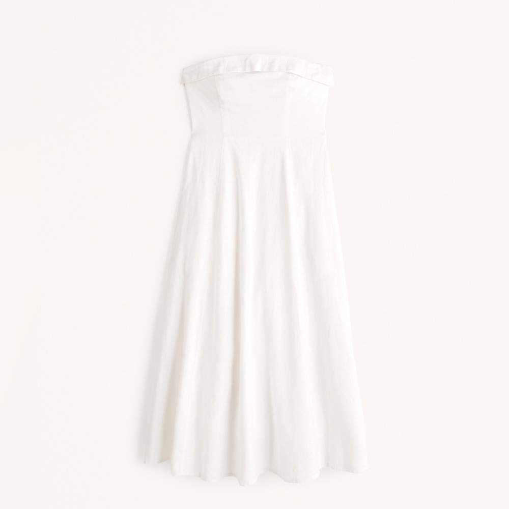 Abercrombie and Fitch Women’s strapless Linen-Blend Midi Dress Sz M